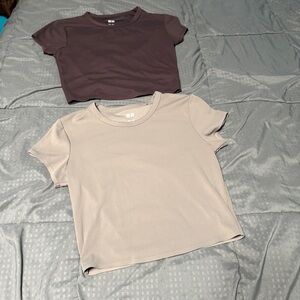 Uniqlo Women's AIRism Cropped T-Shirt Short Sleeve Size XS Lot Of 2
